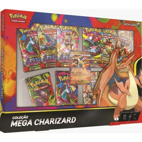 Mega Charizard - 10 pacotes de booster + 1 carta promo - Pokémon Estampas Ilustradas