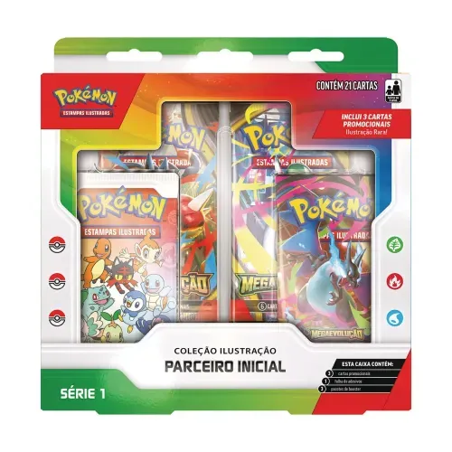 Coleção Pokémon Parceiro Inicial Serie 1 Estampas Ilustradas