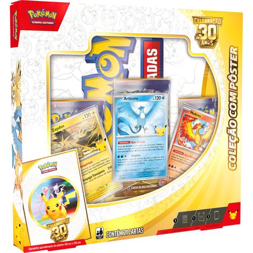 Celebração de 30 Anos - Coleção com Poster Pokémon Estampas Ilustradas